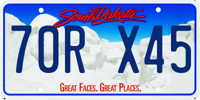 SD license plate 70RX45
