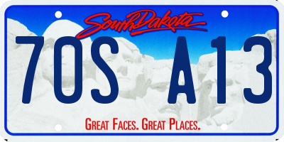 SD license plate 70SA13