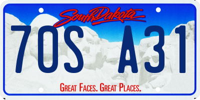 SD license plate 70SA31