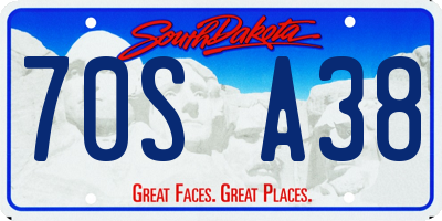 SD license plate 70SA38
