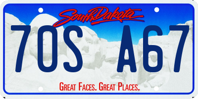 SD license plate 70SA67