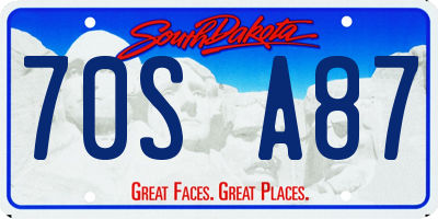 SD license plate 70SA87