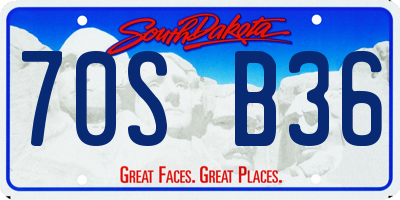SD license plate 70SB36
