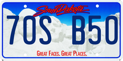 SD license plate 70SB50