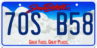SD license plate 70SB58