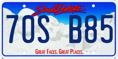 SD license plate 70SB85