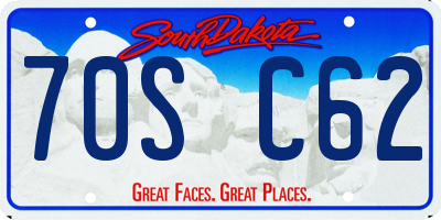 SD license plate 70SC62