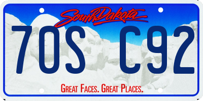 SD license plate 70SC92