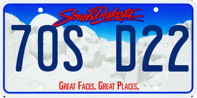 SD license plate 70SD22