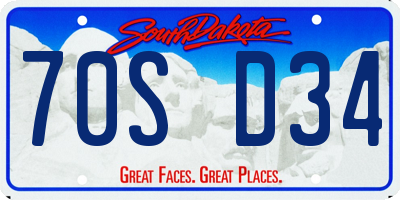 SD license plate 70SD34