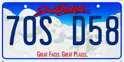 SD license plate 70SD58