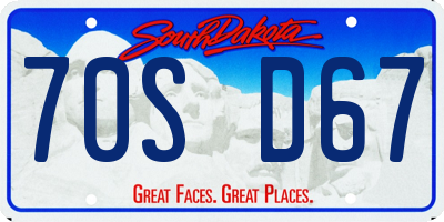 SD license plate 70SD67