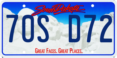 SD license plate 70SD72