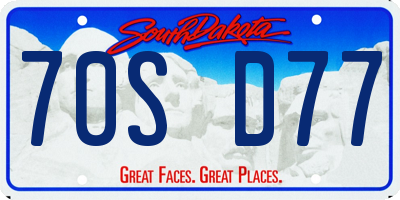 SD license plate 70SD77