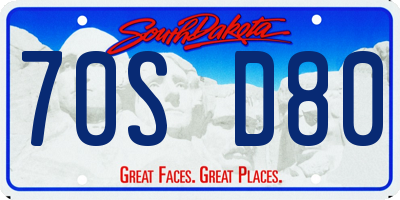 SD license plate 70SD80