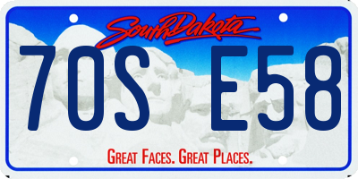 SD license plate 70SE58