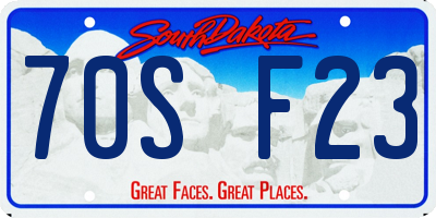 SD license plate 70SF23