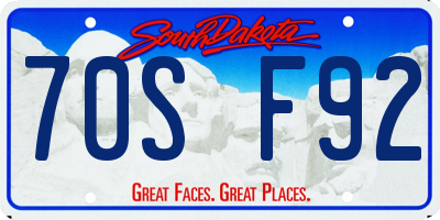 SD license plate 70SF92