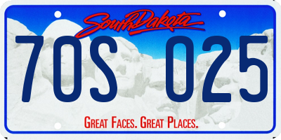 SD license plate 70SO25