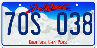 SD license plate 70SO38