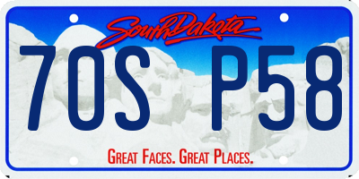 SD license plate 70SP58