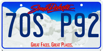 SD license plate 70SP92