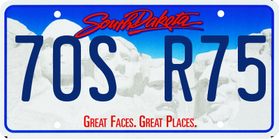 SD license plate 70SR75
