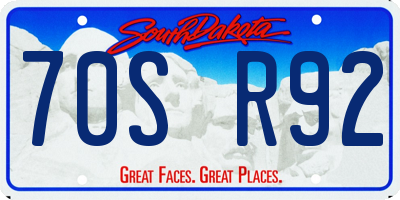 SD license plate 70SR92