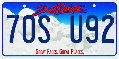 SD license plate 70SU92