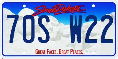 SD license plate 70SW22
