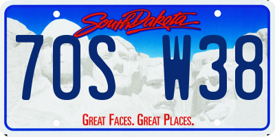 SD license plate 70SW38