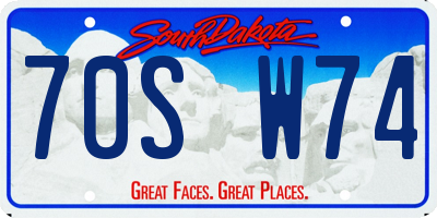 SD license plate 70SW74