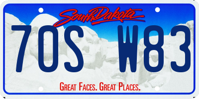 SD license plate 70SW83