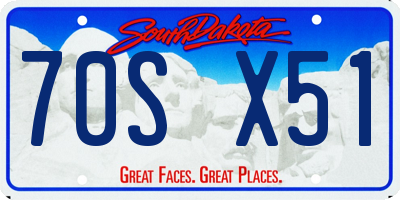 SD license plate 70SX51