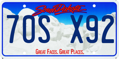 SD license plate 70SX92