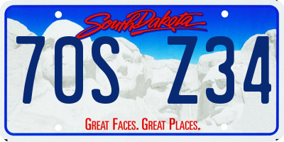 SD license plate 70SZ34