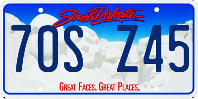 SD license plate 70SZ45