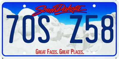 SD license plate 70SZ58