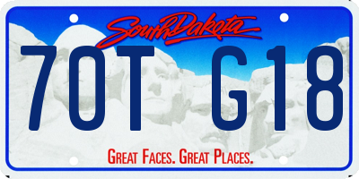SD license plate 70TG18