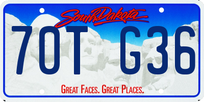 SD license plate 70TG36
