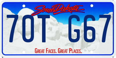 SD license plate 70TG67