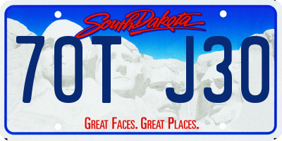 SD license plate 70TJ30