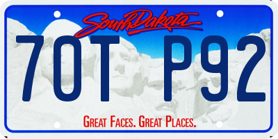 SD license plate 70TP92