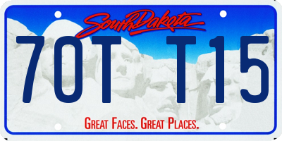 SD license plate 70TT15