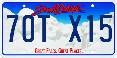 SD license plate 70TX15