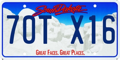 SD license plate 70TX16