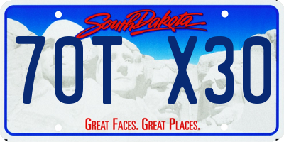 SD license plate 70TX30