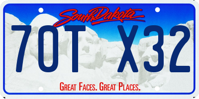 SD license plate 70TX32