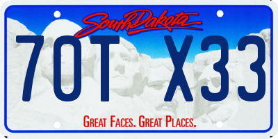 SD license plate 70TX33