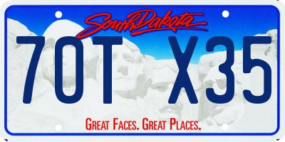 SD license plate 70TX35